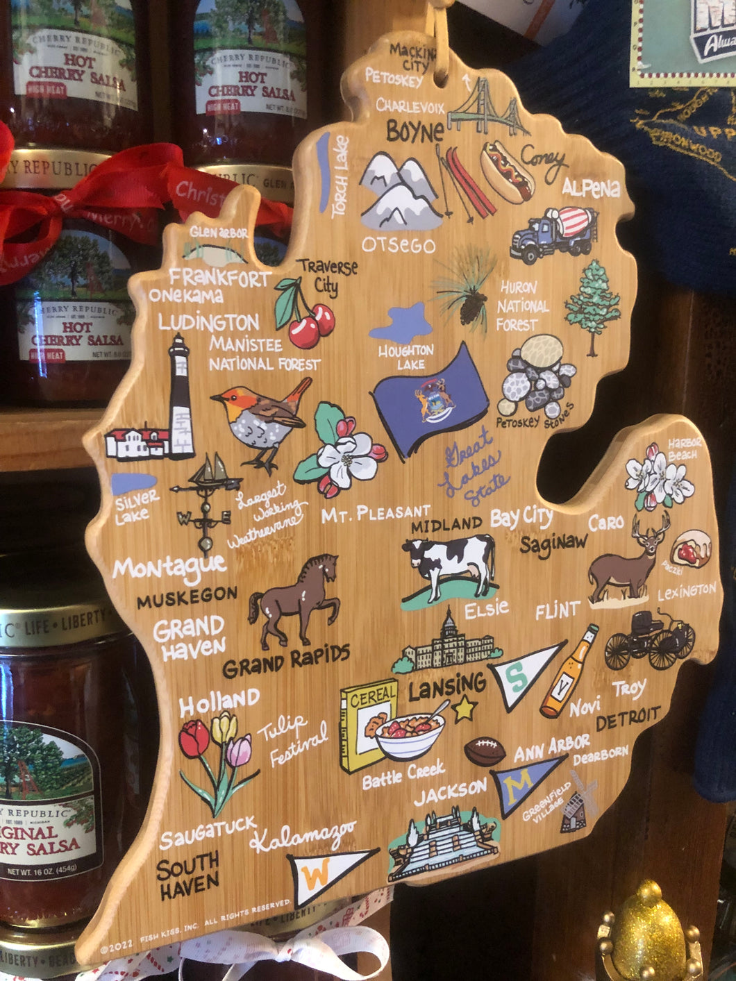 CUTTING BOARD, MICHIGAN LANDMARKS / COLOR